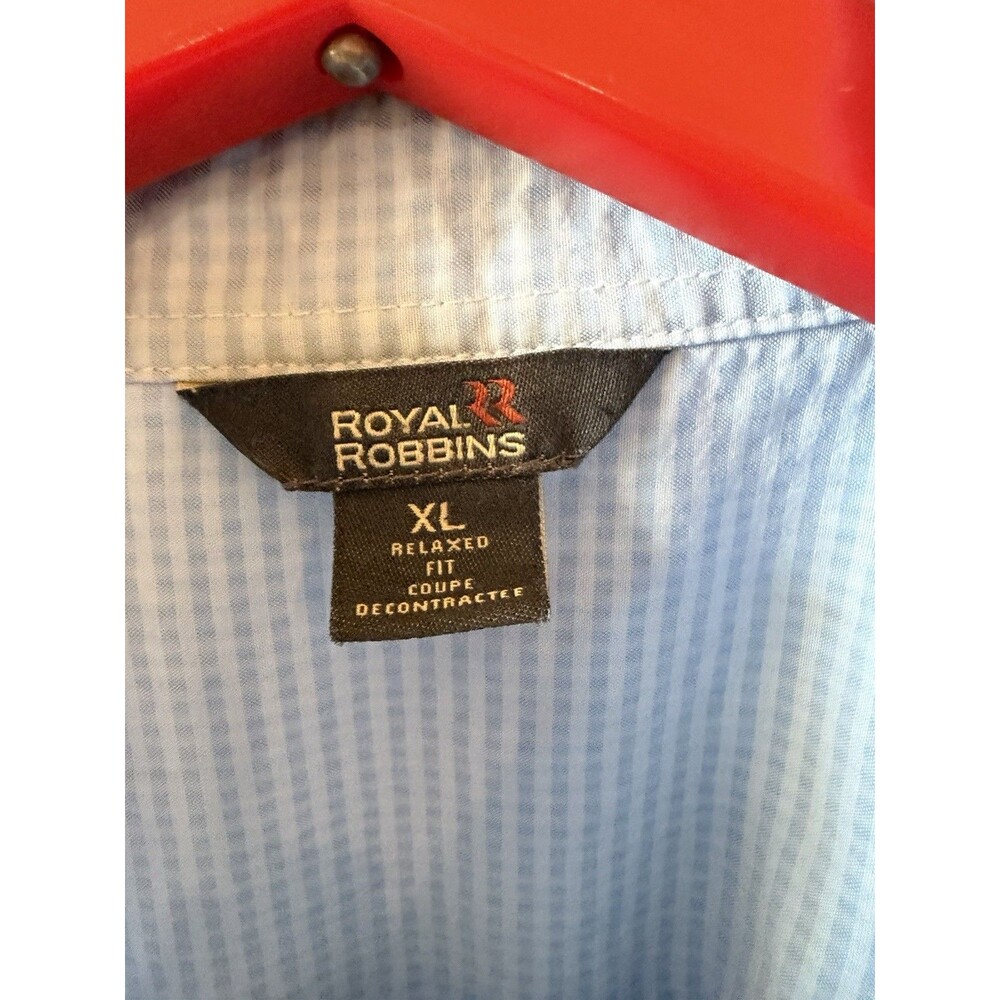 ROYAL ROBBINS Blue Checkered Short Sleeve Button Up Relaxed Fit Men's Size XL - Picture 3 of 6